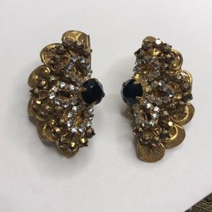 Miriam Haskell Vintage gold clip on earrings